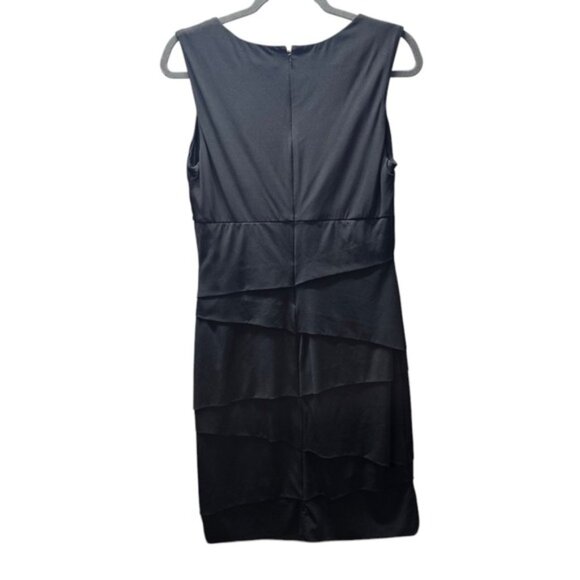 White House Black Market Size 12 Sheath Little Black Dress Layered Design Sleeve - Picture 6 of 10